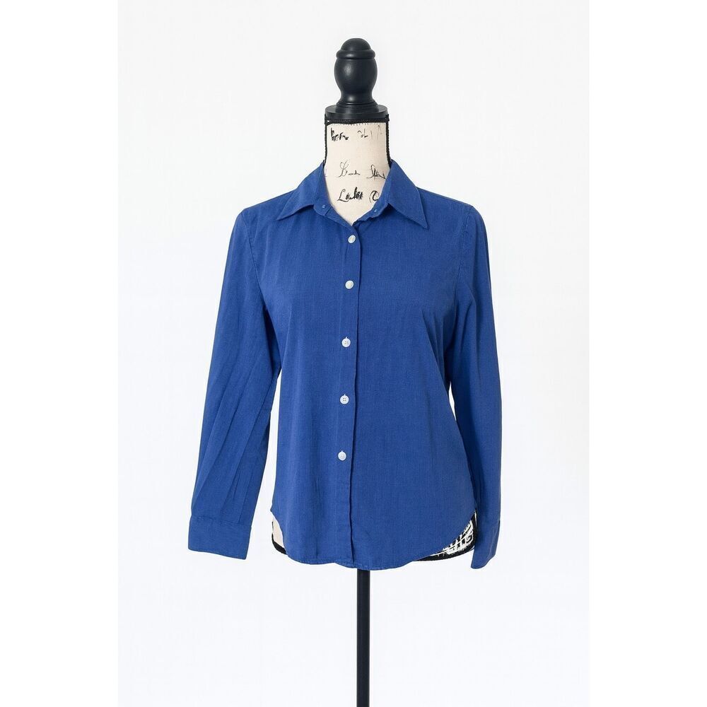 Gemilli Medium Blue Button Down Shirt Made in USA Cotton Blend